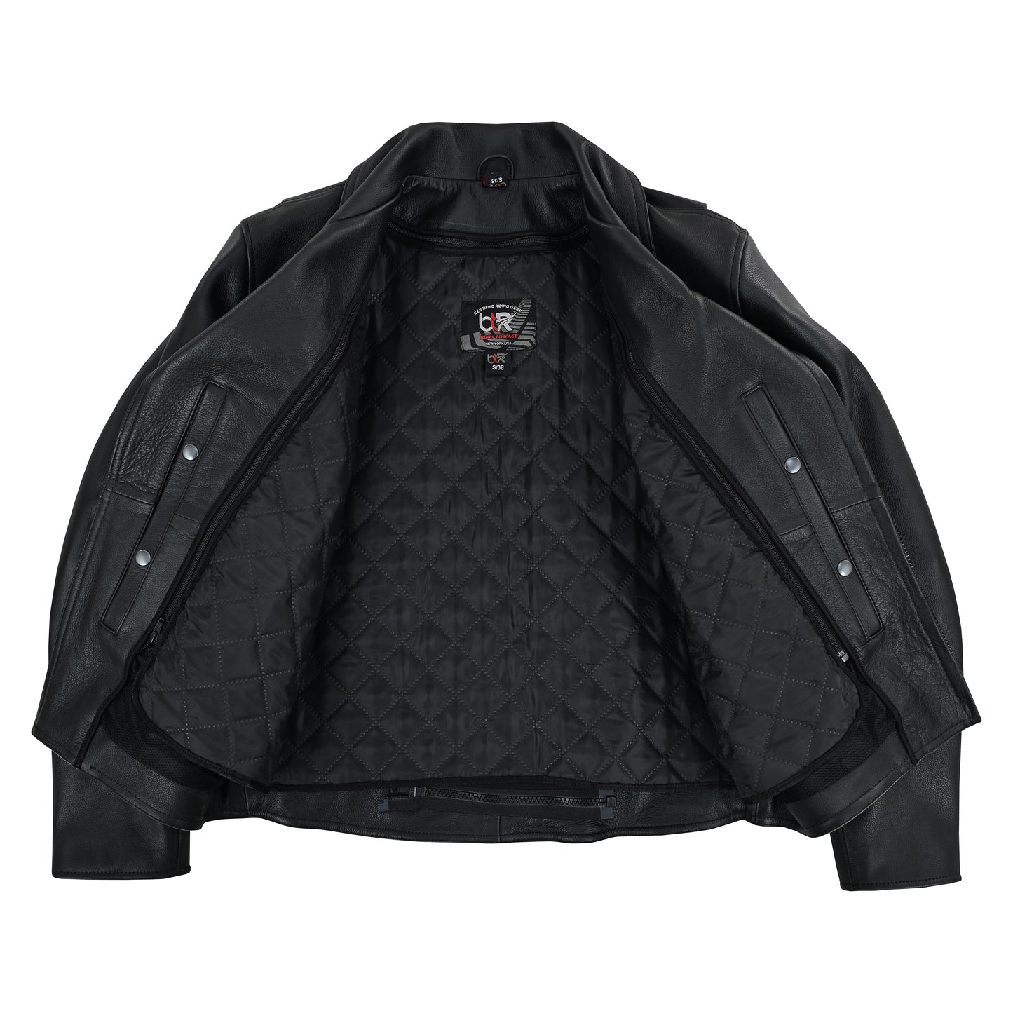 Overlord – Men’s CE-Approved Motorcycle Leather Jacket – Full Grain Cowhide, Removable Armor, Concealed Carry Pockets, Classic Biker Style with Thermal Liner Jacket Black