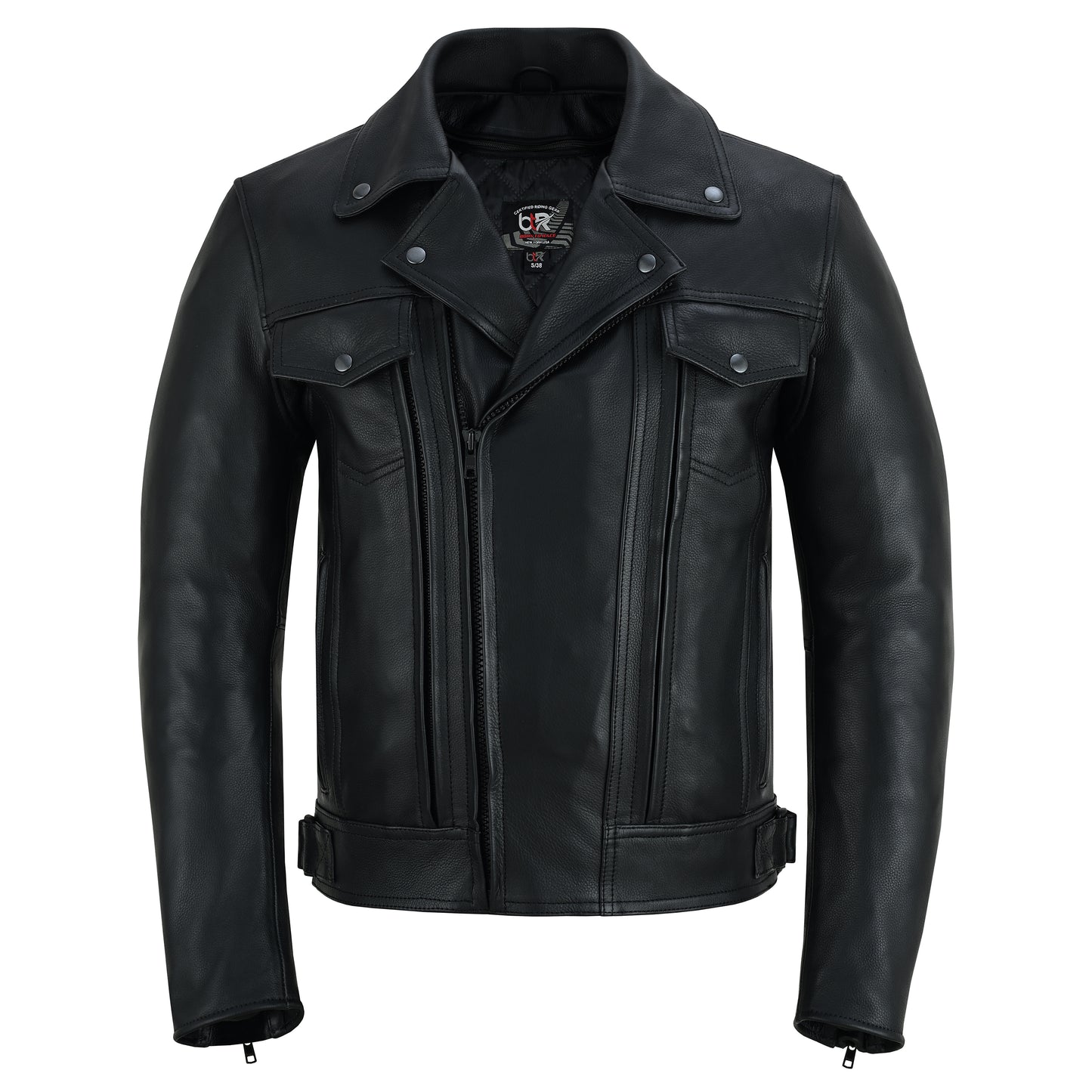 Overlord – Men’s CE-Approved Motorcycle Leather Jacket – Full Grain Cowhide, Removable Armor, Concealed Carry Pockets, Classic Biker Style with Thermal Liner Jacket Black