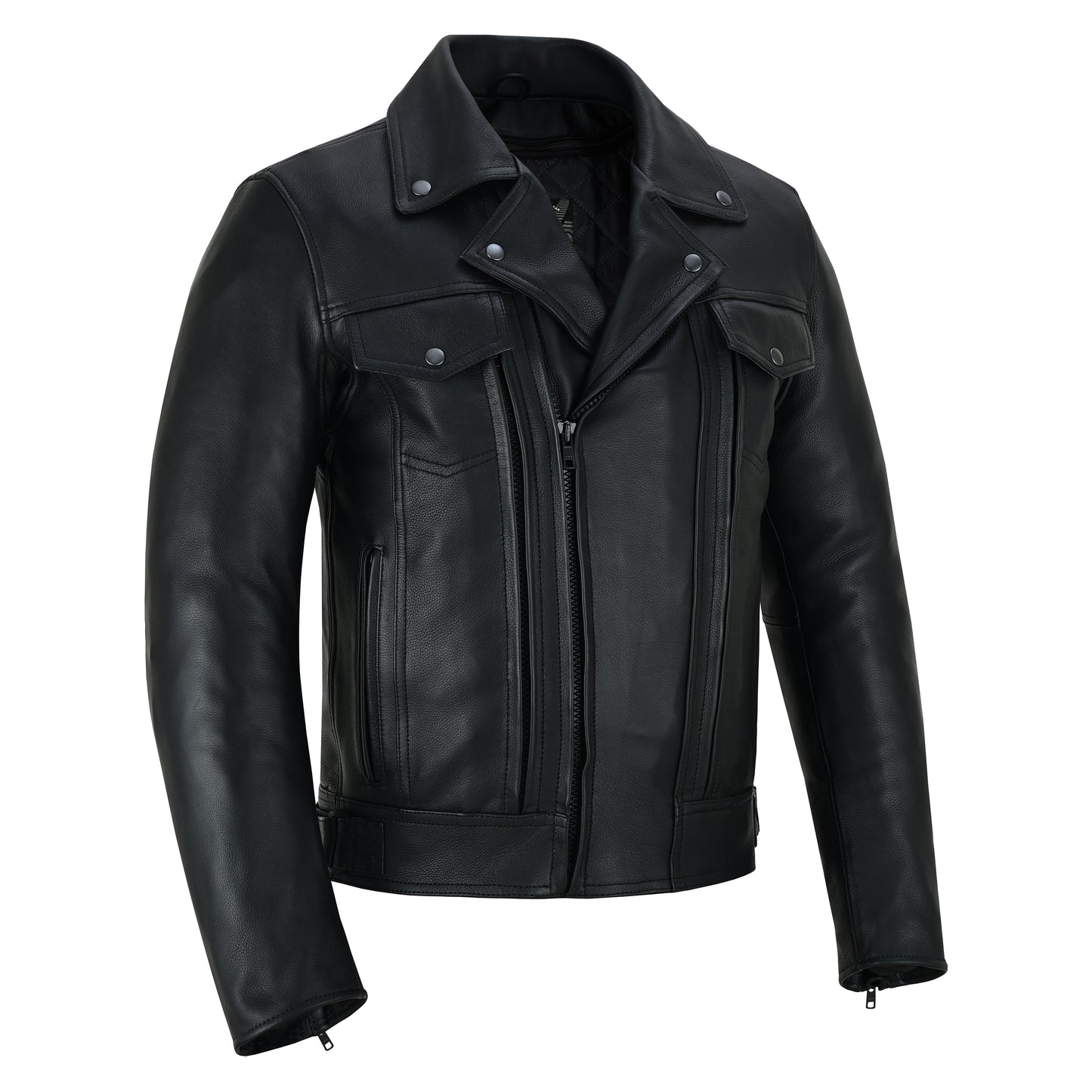 Overlord – Men’s CE-Approved Motorcycle Leather Jacket – Full Grain Cowhide, Removable Armor, Concealed Carry Pockets, Classic Biker Style with Thermal Liner Jacket Black