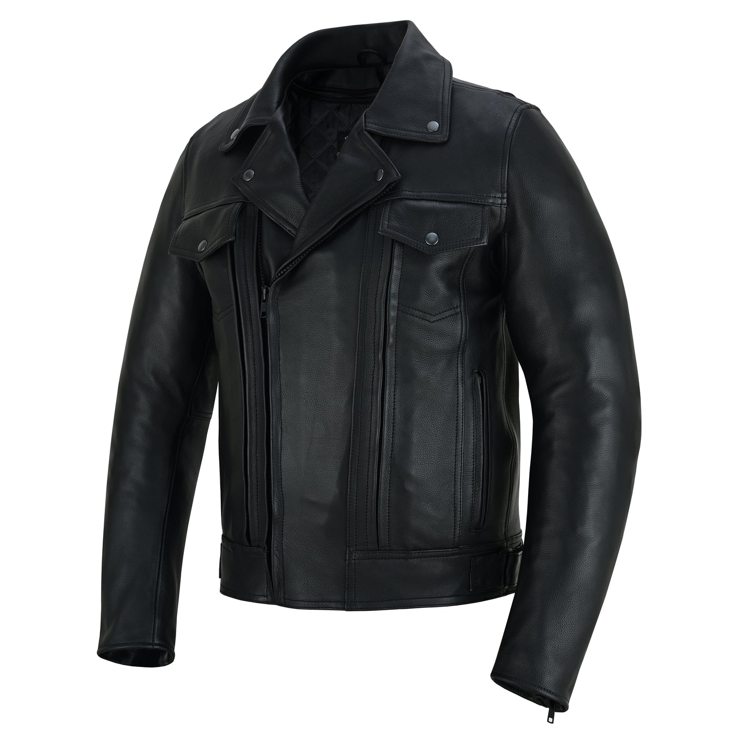 Overlord – Men’s CE-Approved Motorcycle Leather Jacket – Full Grain Cowhide, Removable Armor, Concealed Carry Pockets, Classic Biker Style with Thermal Liner Jacket Black