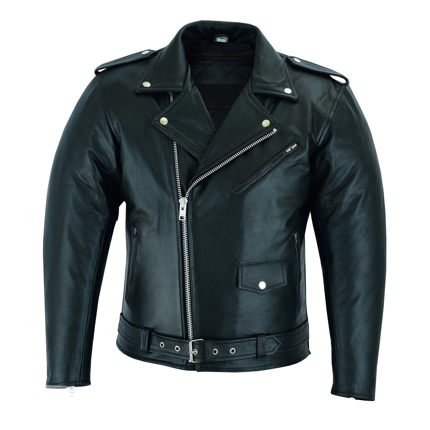 Men Motorcycle Brando Leather Jacket 100% Genuine Real Soft Distressed Zip Up Jacket Black