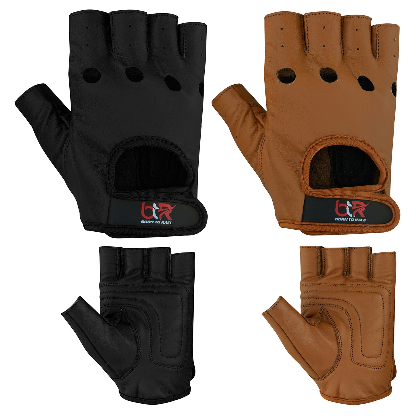 Men’s Leather Driving Half Finger Gloves
