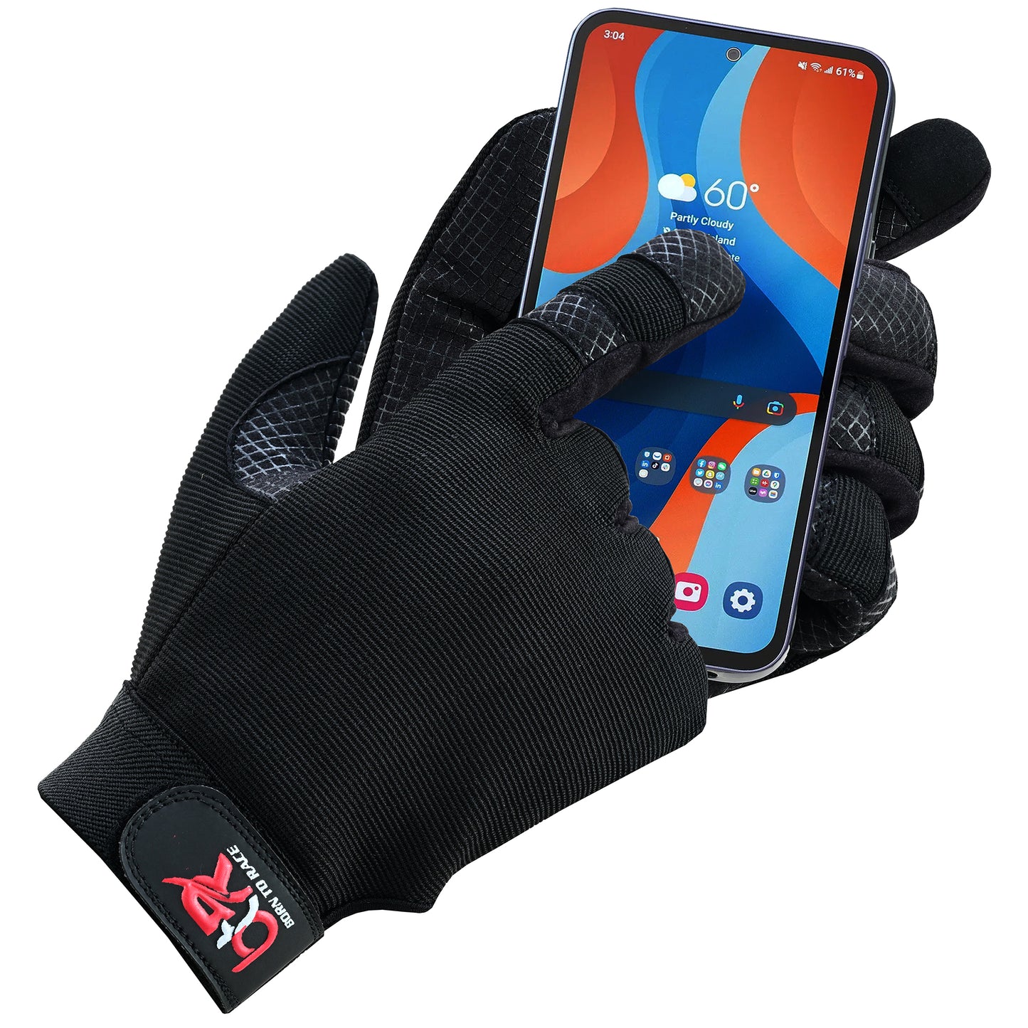 Mechanic Work Safety Touch Screen Gloves With Elastic Cuffs For Secure Fit Grippy Palm Black