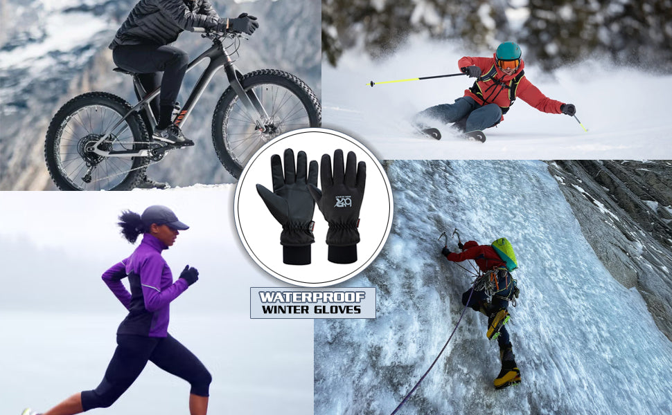 Men's & Women's Waterproof Winter Gloves - Touch Screen, Thinsulate Insulation, Windproof, Non-Slip Grippy Palm, Ideal for Cycling, Motorcycle, Hiking & Skiing | All-Weather Thermal Gloves