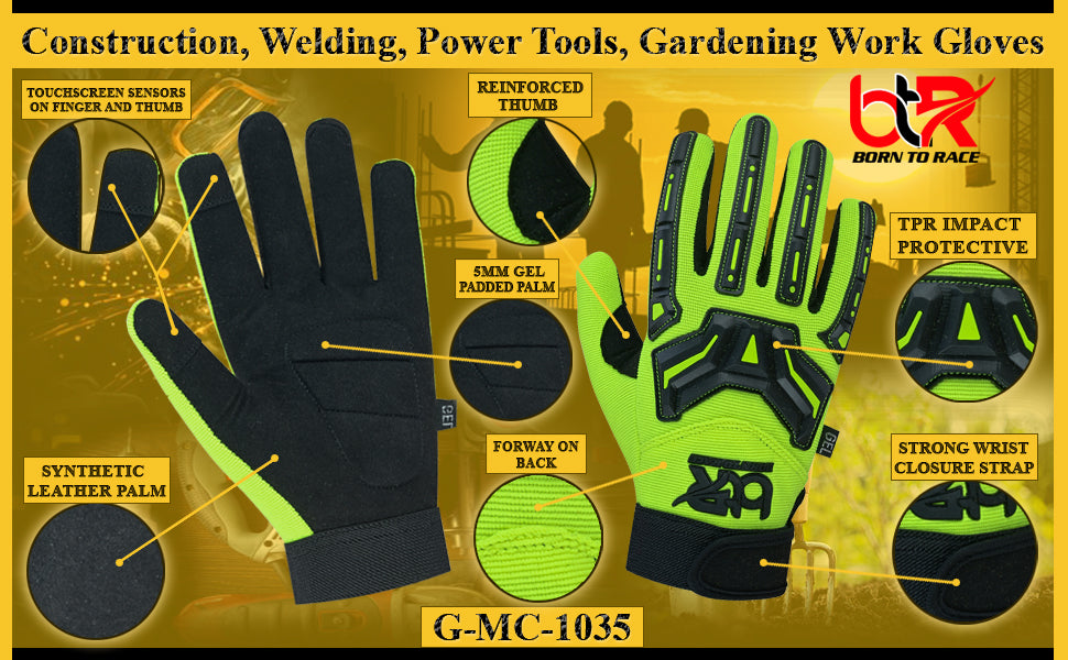 Mechanic Work Gloves Touchscreen Welding Power Tools Construction Heavy Duty Safety Work Gloves