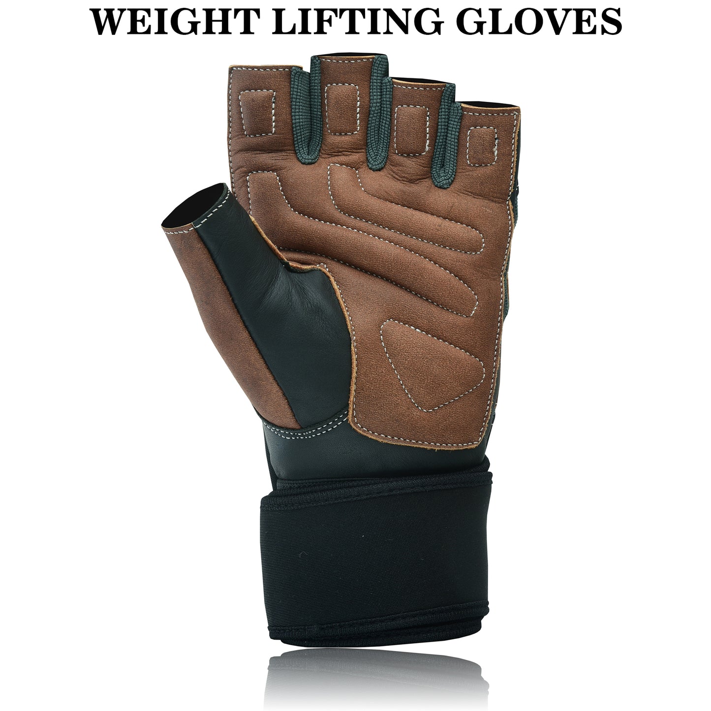 Weight Lifting Leather Padded Fingerless Long Wrist Gloves Unisex