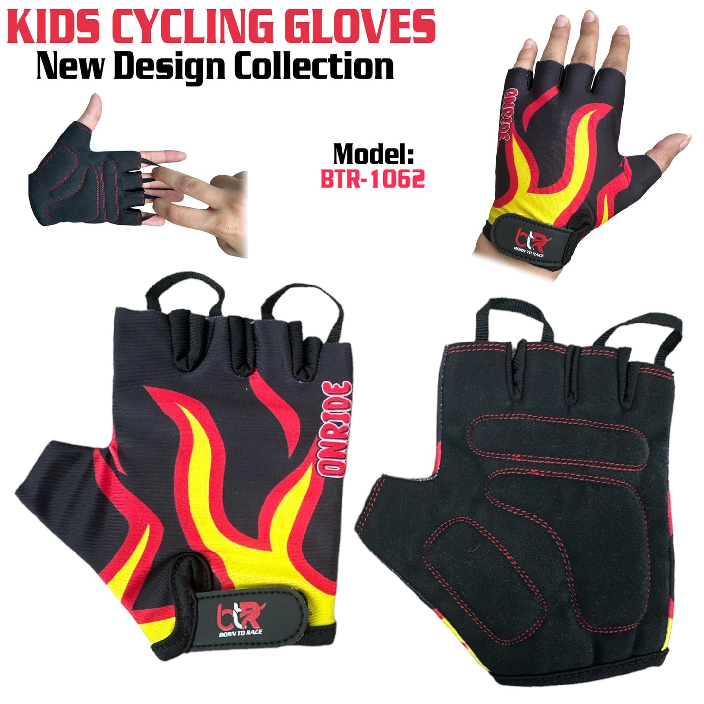 10 Pairs Pack Set Kids Gloves for Cycling - Toddler Gloves with Enhanced Grip, Safety Padding for Kids Bike Adventures, Breathable and Durable Design for Boys and Girls, Ages 3-12, Easy to Wear