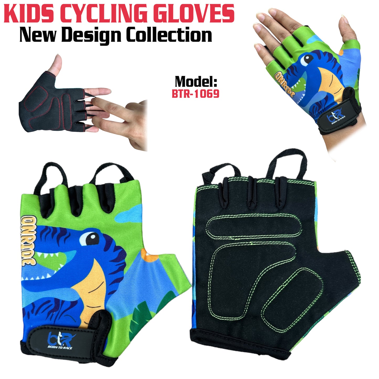 10 Pairs Pack Set Kids Gloves for Cycling - Toddler Gloves with Enhanced Grip, Safety Padding for Kids Bike Adventures, Breathable and Durable Design for Boys and Girls, Ages 3-12, Easy to Wear