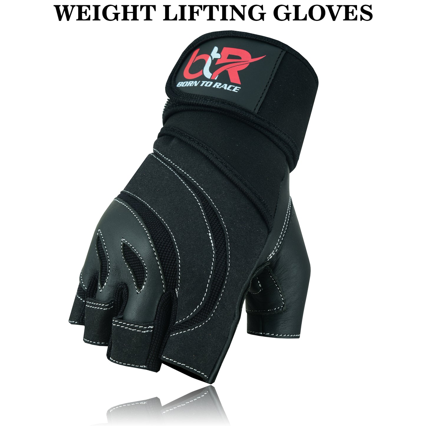 Weight Lifting Leather Padded Fingerless Long Wrist Gloves Unisex