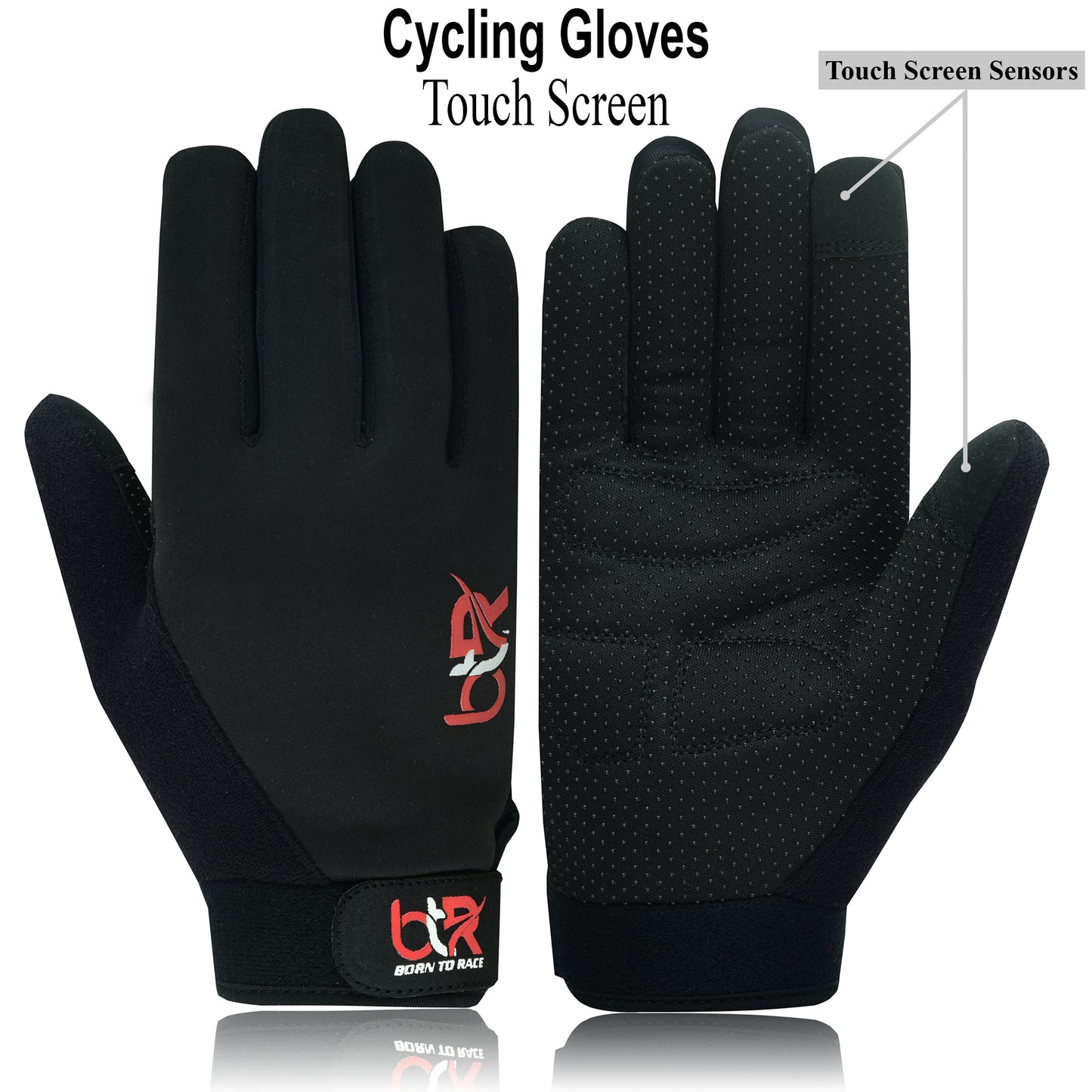 Cycling Gloves for Men and Women - Touchscreen Full Finger Gloves, Anti-Slip Padded MTB, Road Bike, and Outdoor Sports Gloves with Softshell Back and Breathable Design