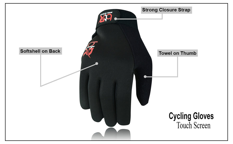 Cycling Gloves for Men and Women - Touchscreen Full Finger Gloves, Anti-Slip Padded MTB, Road Bike, and Outdoor Sports Gloves with Softshell Back and Breathable Design