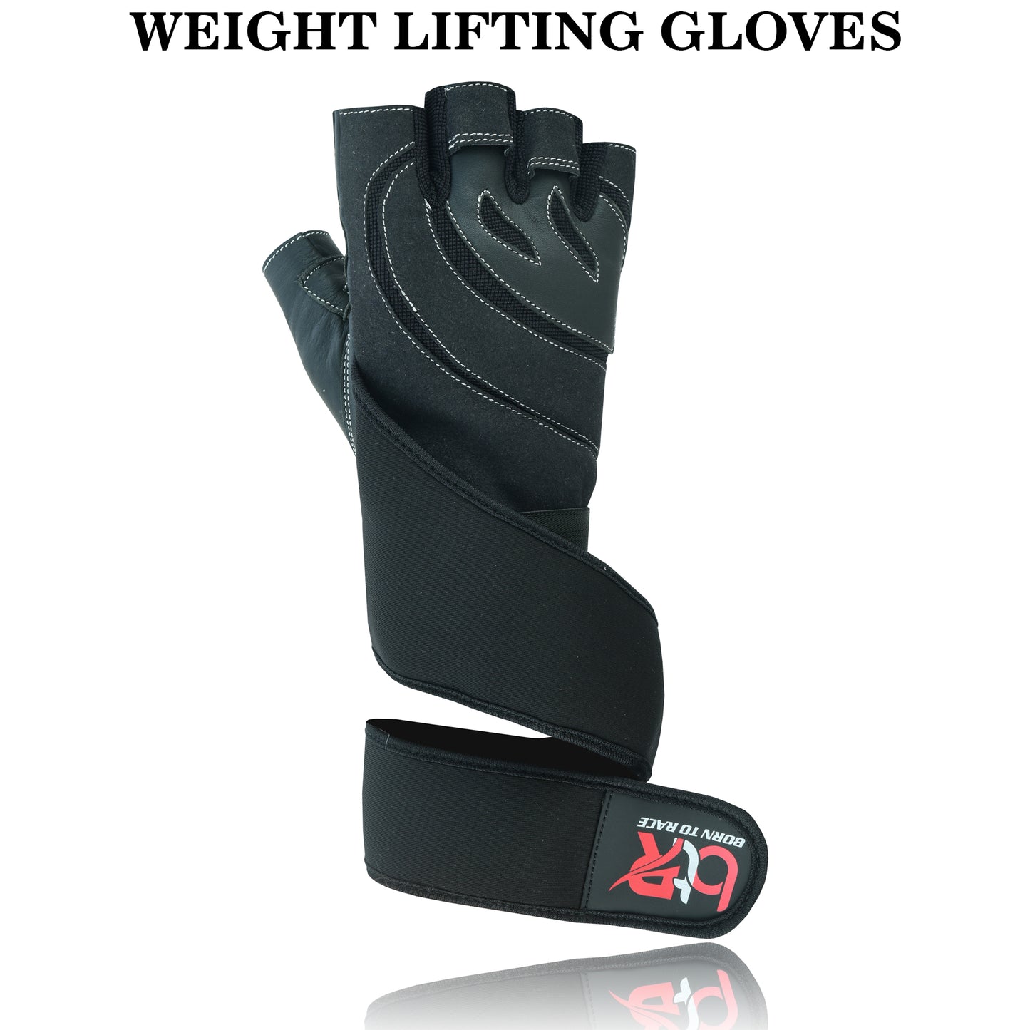 Weight Lifting Leather Padded Fingerless Long Wrist Gloves Unisex