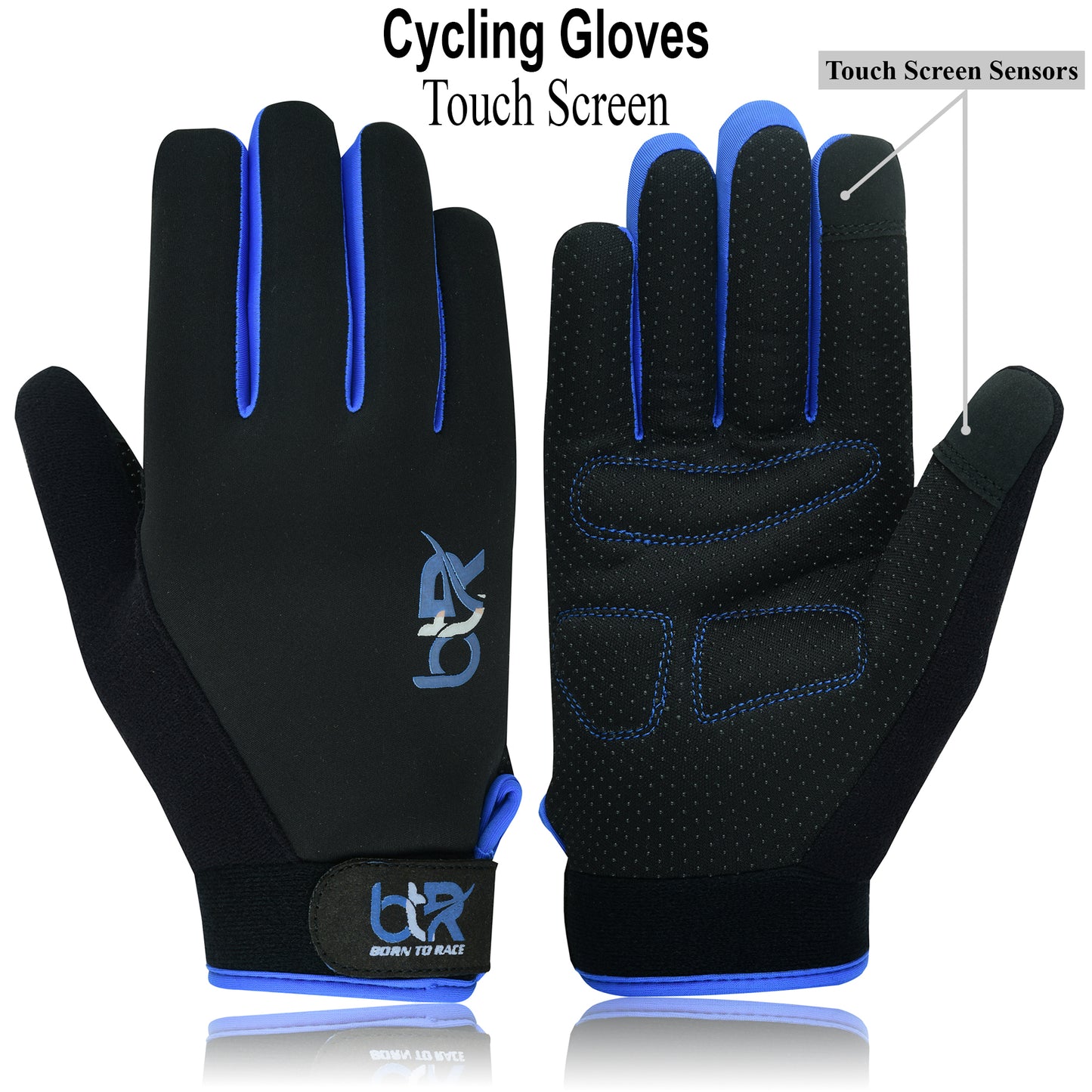 Cycling Gloves for Men and Women - Touchscreen Full Finger Gloves, Anti-Slip Padded MTB, Road Bike, and Outdoor Sports Gloves with Softshell Back and Breathable Design