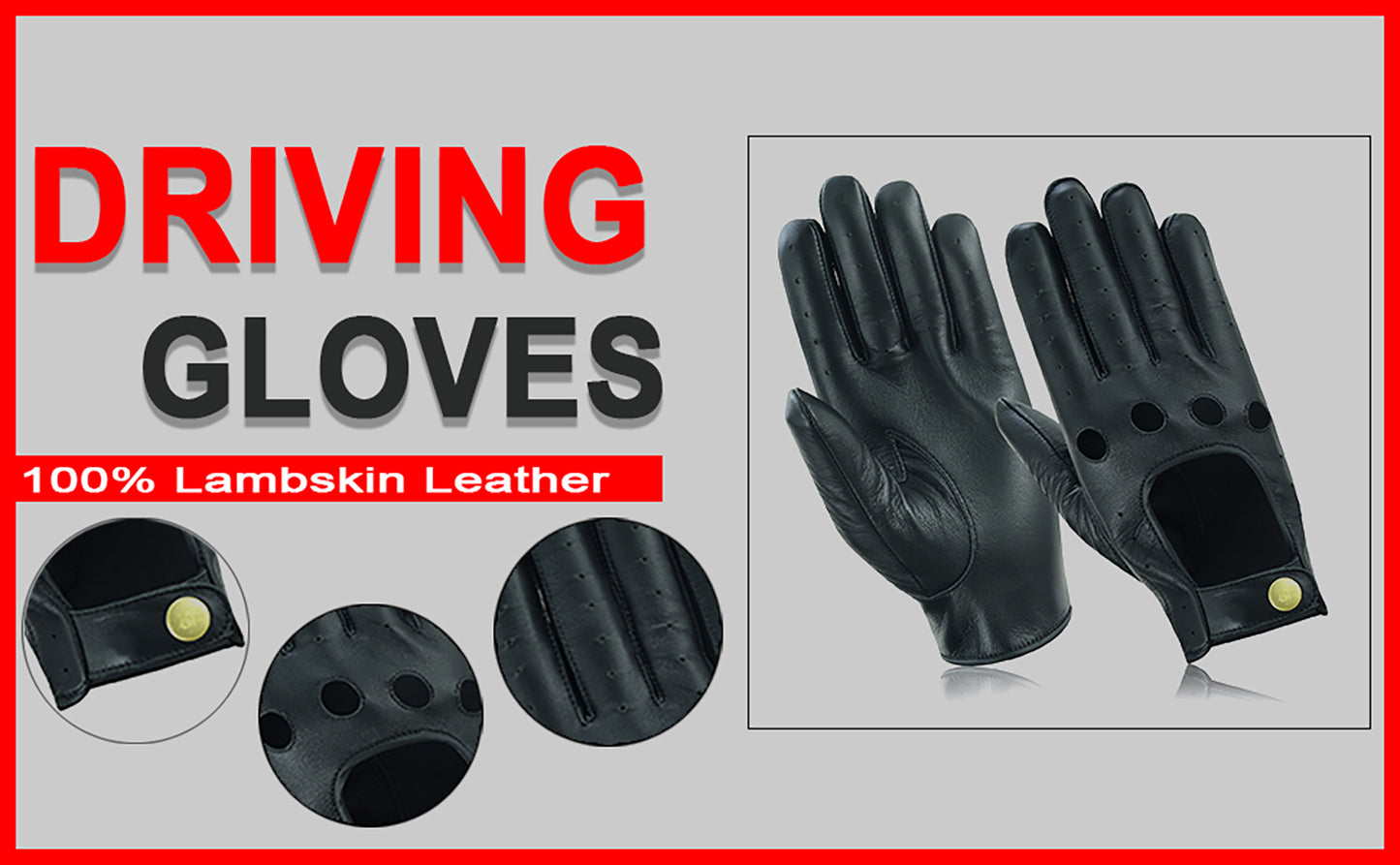 Women Ladies Leather Driving Full Finger Gloves