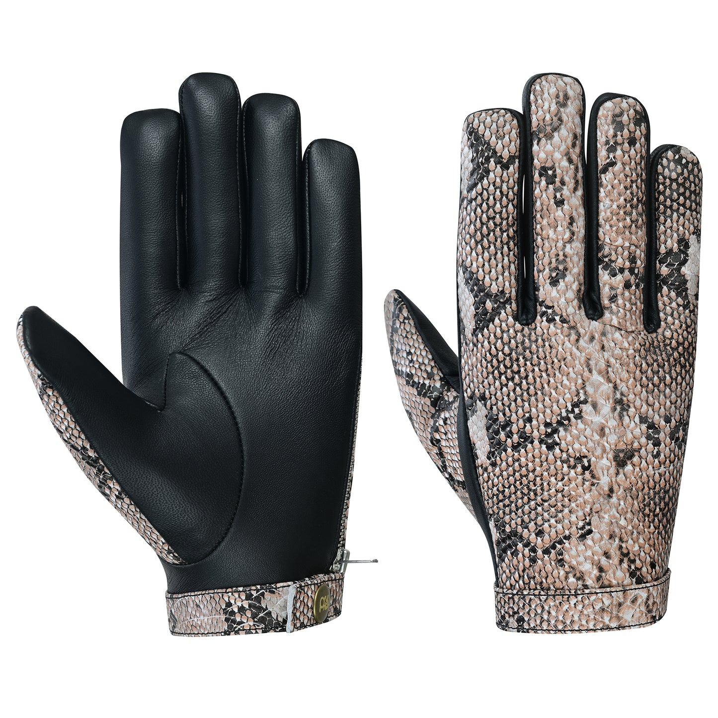 Men's Python Snake Embossed Leather Gloves