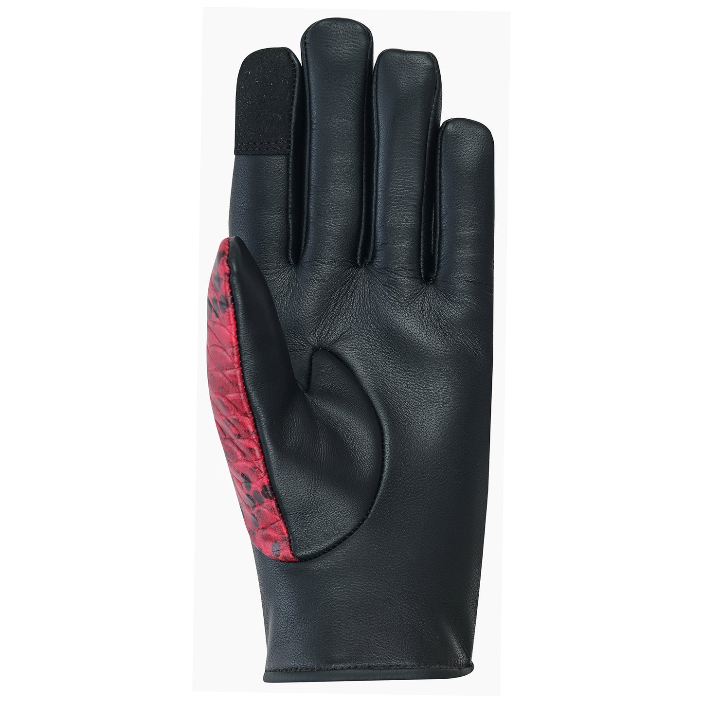 Women Python Snake Embossed Leather Dress Gloves Burgundy/Black