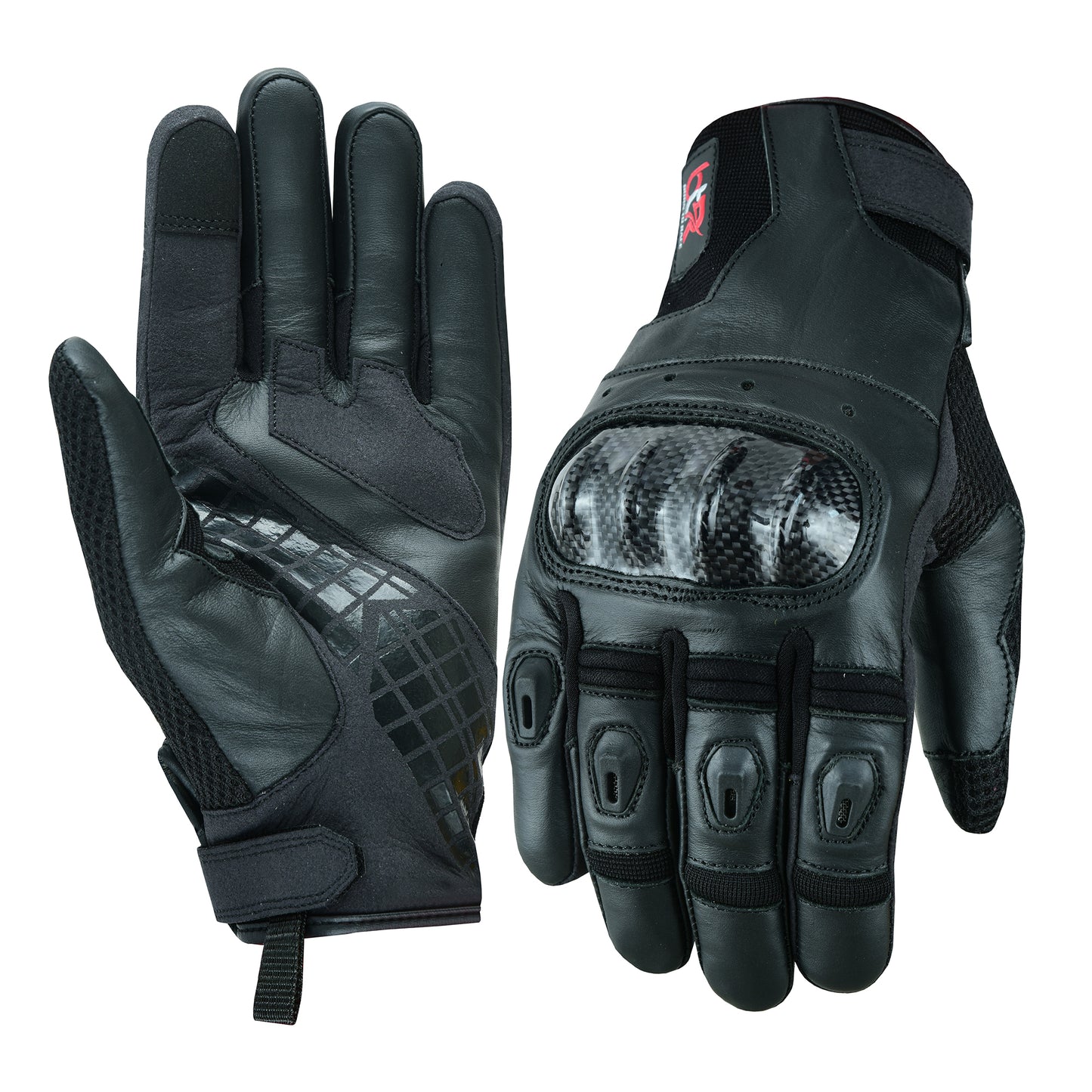 Motorcycle Gloves with Carbon Kevlar Protection - Cowhide Leather, Air Vents, Anti-Slip Palm, and Adjustable Cuff - Ideal for Motocross and Motorbike Riding Gloves