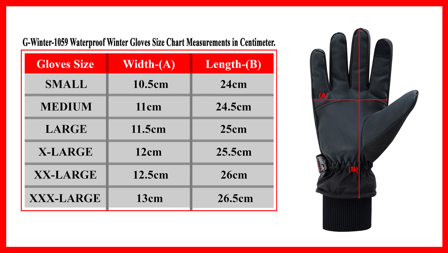 Men's & Women's Waterproof Winter Gloves - Touch Screen, Thinsulate Insulation, Windproof, Non-Slip Grippy Palm, Ideal for Cycling, Motorcycle, Hiking & Skiing | All-Weather Thermal Gloves