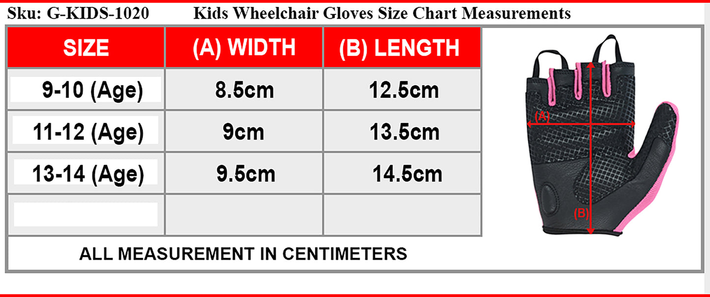 Kids Wheelchair and Cycling Gloves – Fingerless Leather Palm Gloves for Boys and Girls – Durable Long Thumb Design for Mobility, Wheelchair, and Bike Riding