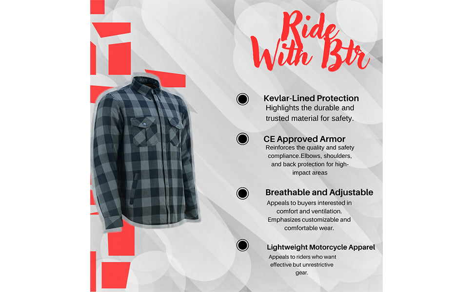 Men’s Premium Kevlar Biker Shirt with CE-Approved Armor