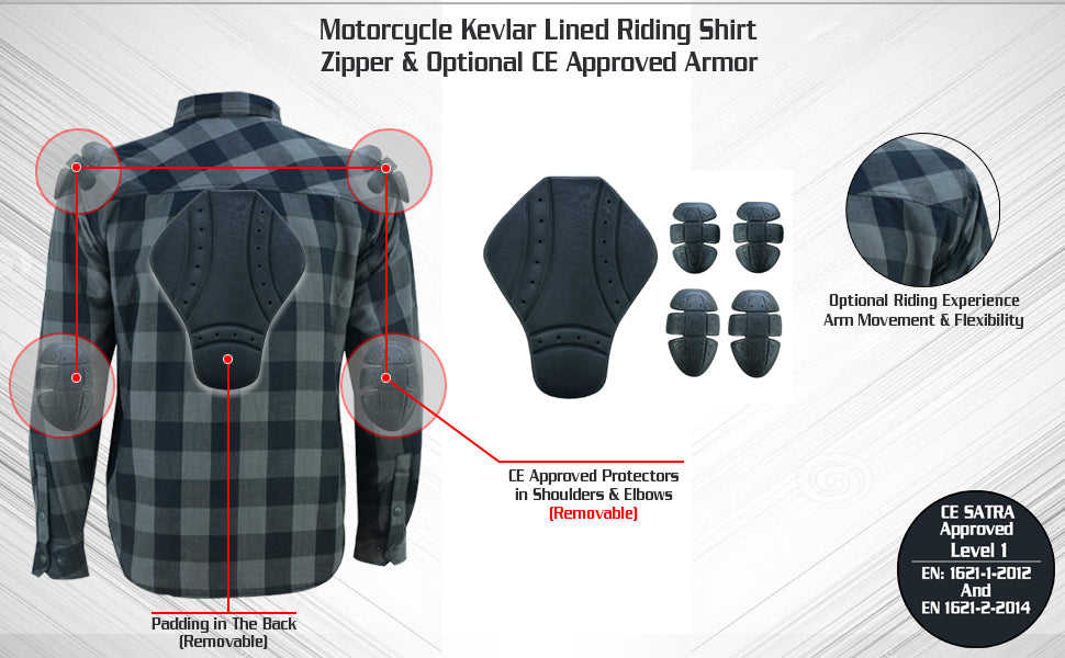 Men’s Premium Kevlar Biker Shirt with CE-Approved Armor