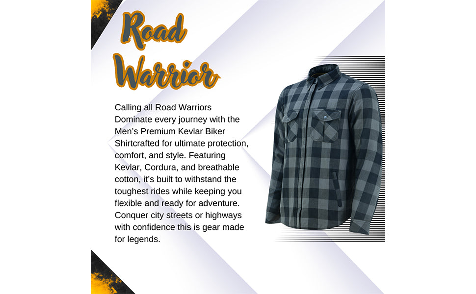 Men’s Premium Kevlar Biker Shirt with CE-Approved Armor