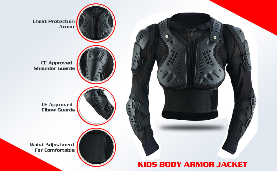 Kids Children Boys Girls Motorcycle Body Armour Jacket Dirt Bike Back Spine Chest CE Approved Protection Jackets