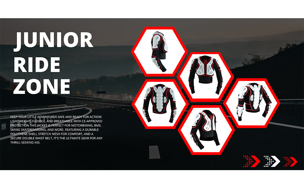 Kids Children Boys Girls Motorcycle Body Armour Jacket Dirt Bike Back Spine Chest CE Approved Protection Jackets