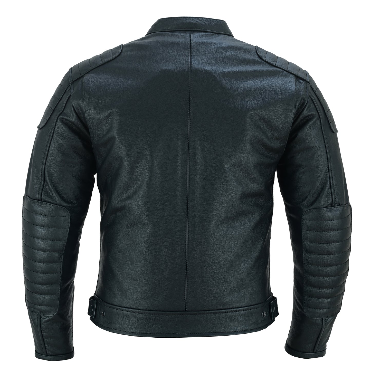 Men Motorbike Cowhide Leather Jacket CE Approved Protection Black