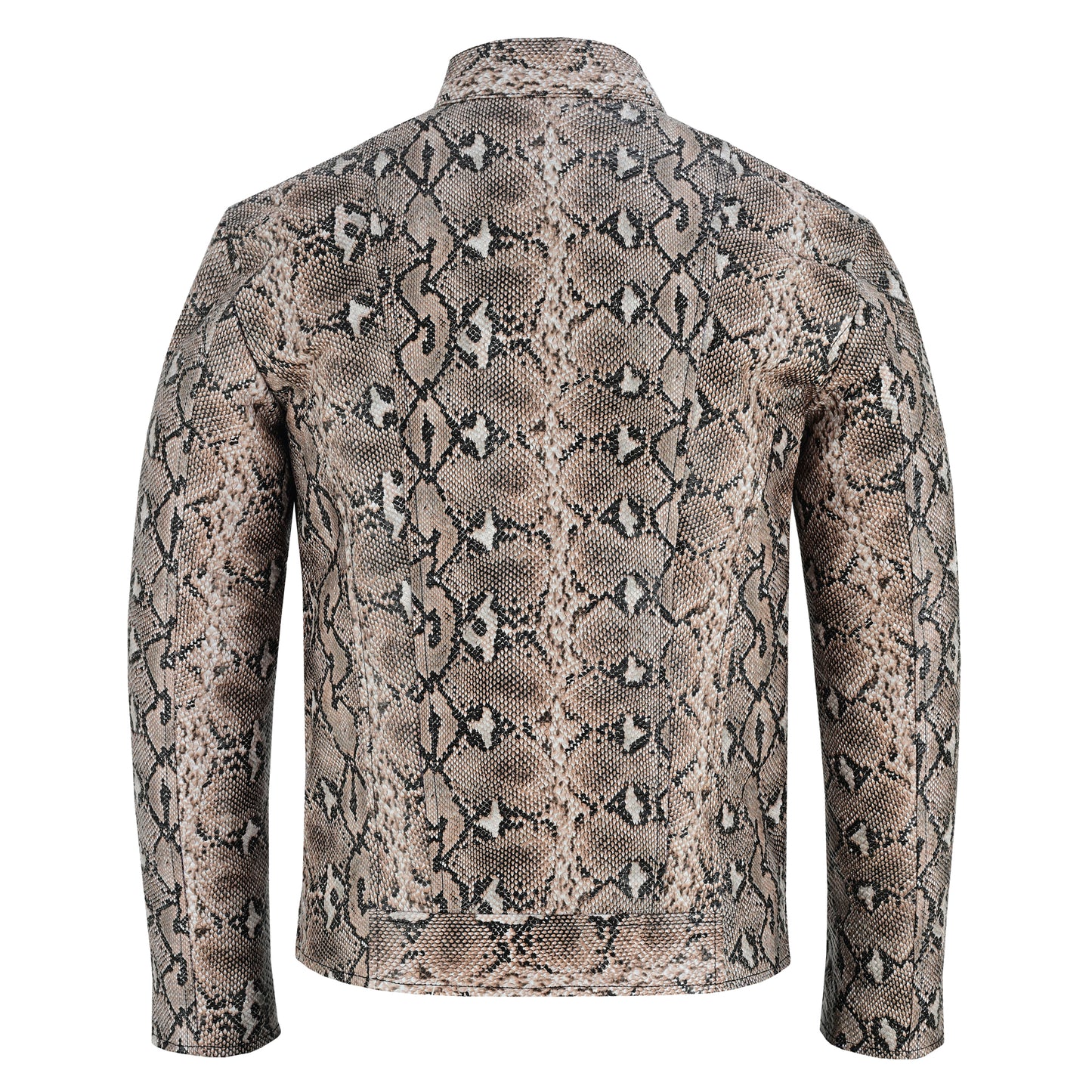 Men's Python Snake Embossed Leather Luxury Fashion Motorcycle Biker Jacket