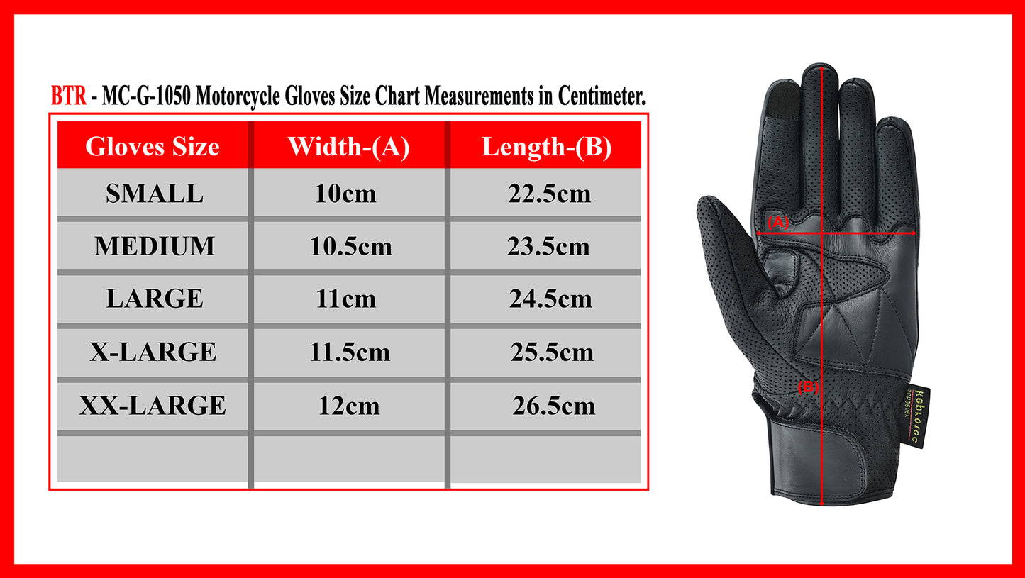 Motorcycle Gloves Touch Screen - Perforated Cowhide Leather with Knuckle Protection for Motocross, Riding, and Outdoor Sports