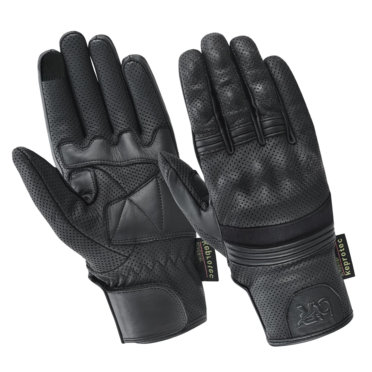 Motorcycle Gloves Touch Screen - Perforated Cowhide Leather with Knuckle Protection for Motocross, Riding, and Outdoor Sports