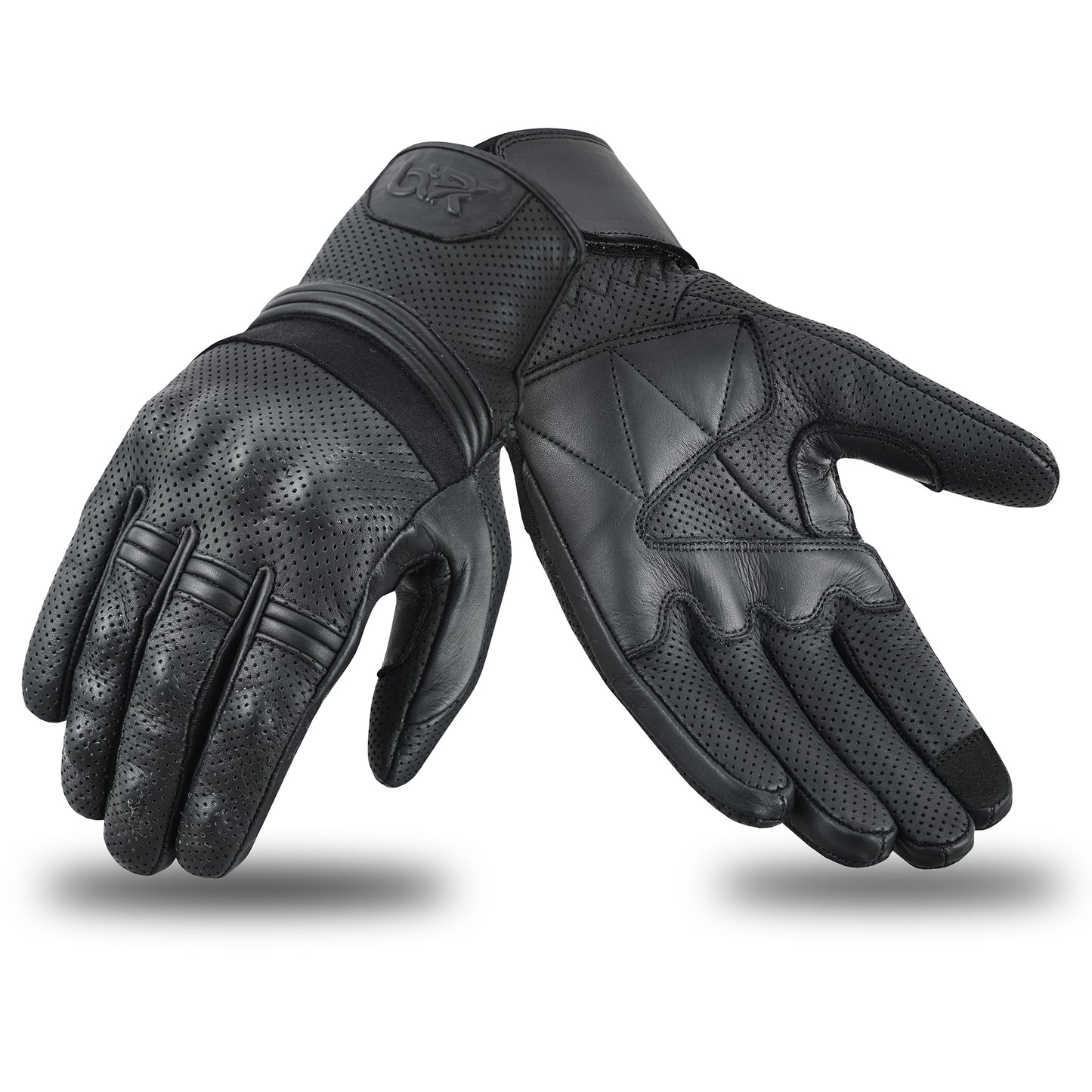 Motorcycle Gloves Touch Screen - Perforated Cowhide Leather with Knuckle Protection for Motocross, Riding, and Outdoor Sports