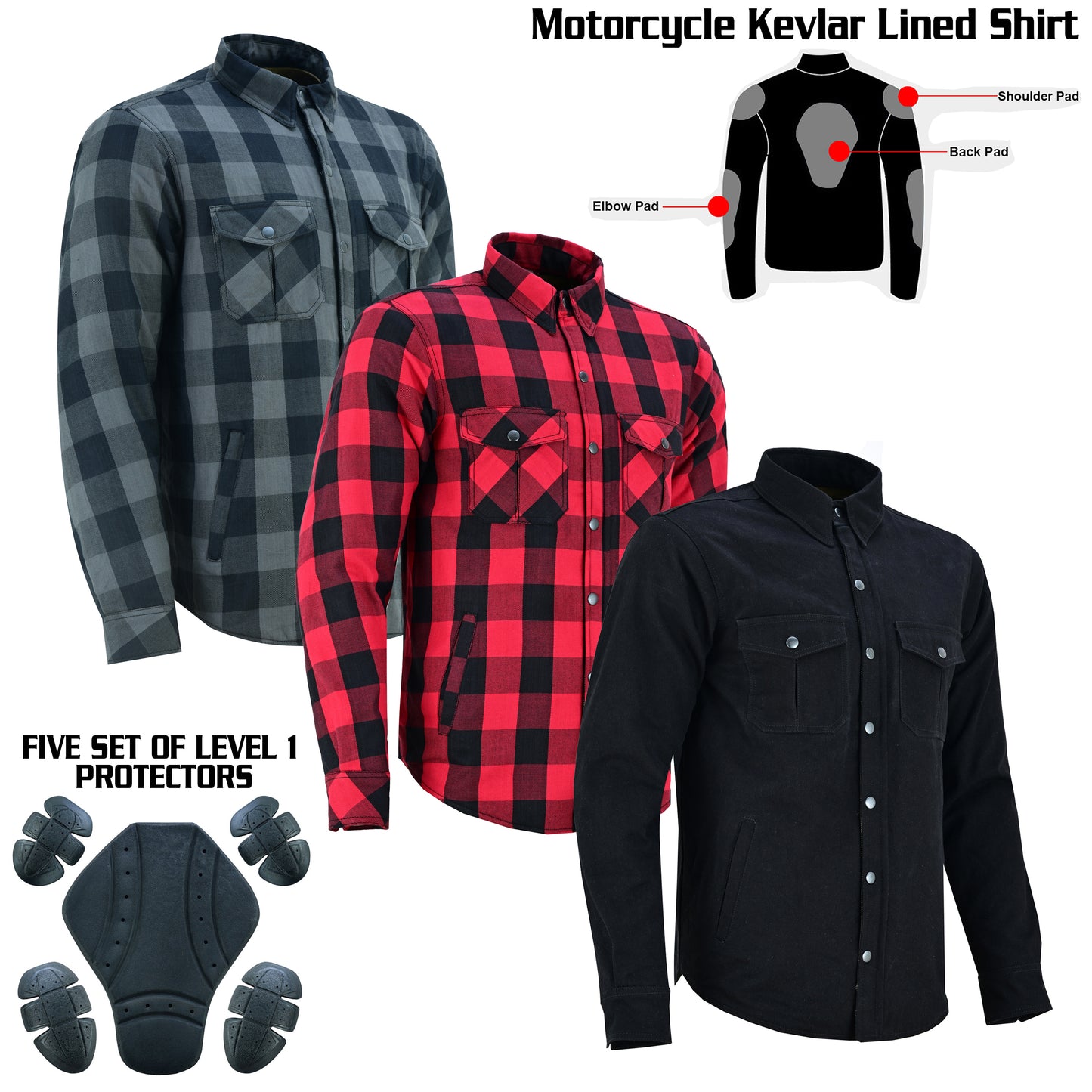Men’s Premium Kevlar Biker Shirt with CE-Approved Armor