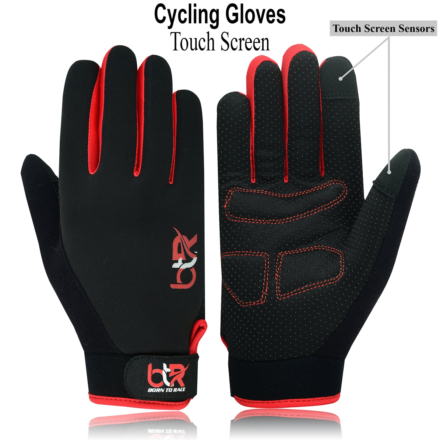 Cycling Gloves for Men and Women - Touchscreen Full Finger Gloves, Anti-Slip Padded MTB, Road Bike, and Outdoor Sports Gloves with Softshell Back and Breathable Design