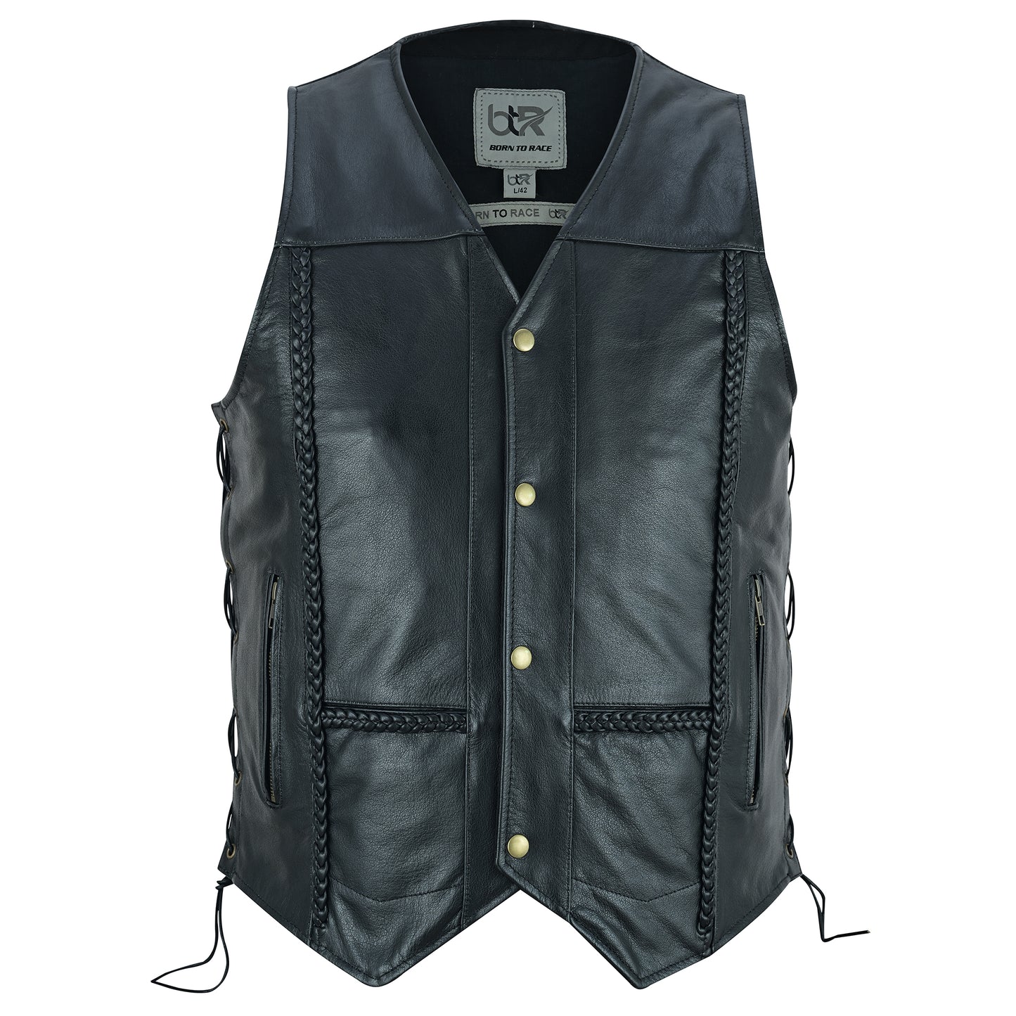 Men’s Motorcycle Motocross Premium Quality Sleeveless Leather Vest