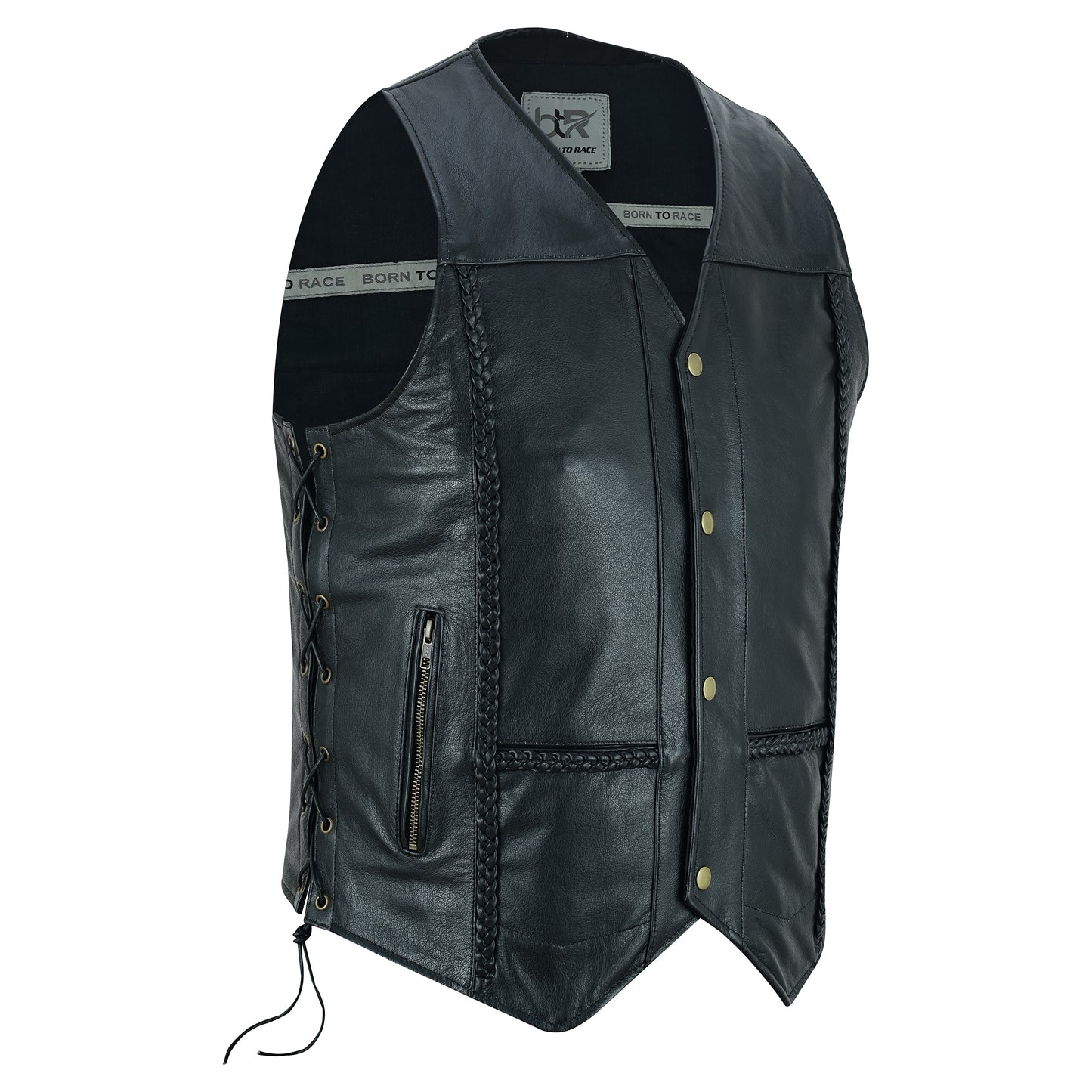 Men’s Motorcycle Motocross Premium Quality Sleeveless Leather Vest