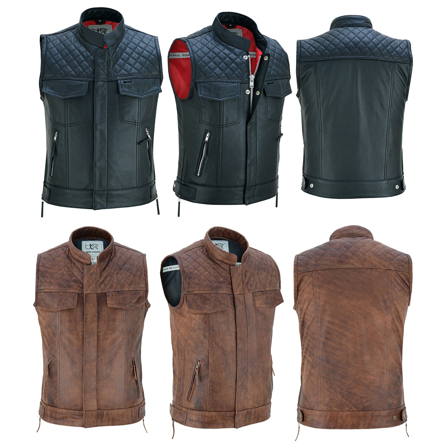 Men’s Motorcycle Premium Quality Leather Sleeveless Vest