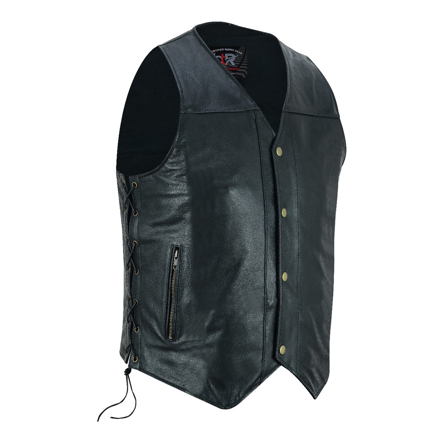 Men Motorcycle Motocross Premium Quality Sleeveless Leather Vest Biker Riders Motorbike Vests – Black