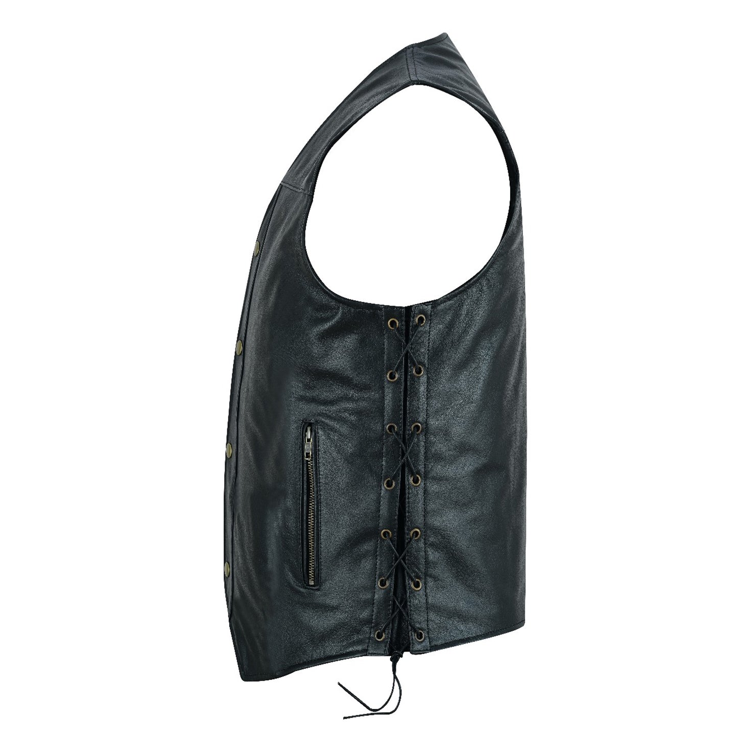 Men Motorcycle Motocross Premium Quality Sleeveless Leather Vest Biker Riders Motorbike Vests – Black