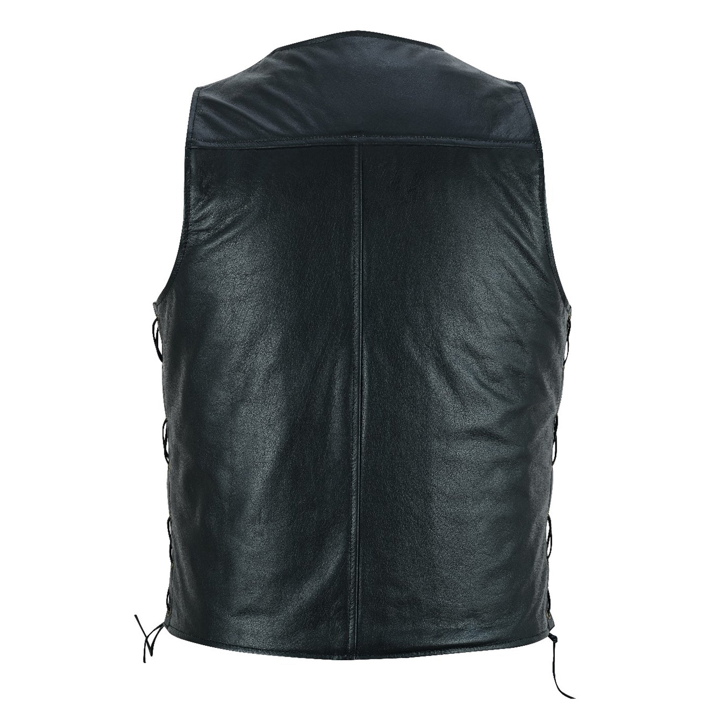 Men Motorcycle Motocross Premium Quality Sleeveless Leather Vest Biker Riders Motorbike Vests – Black