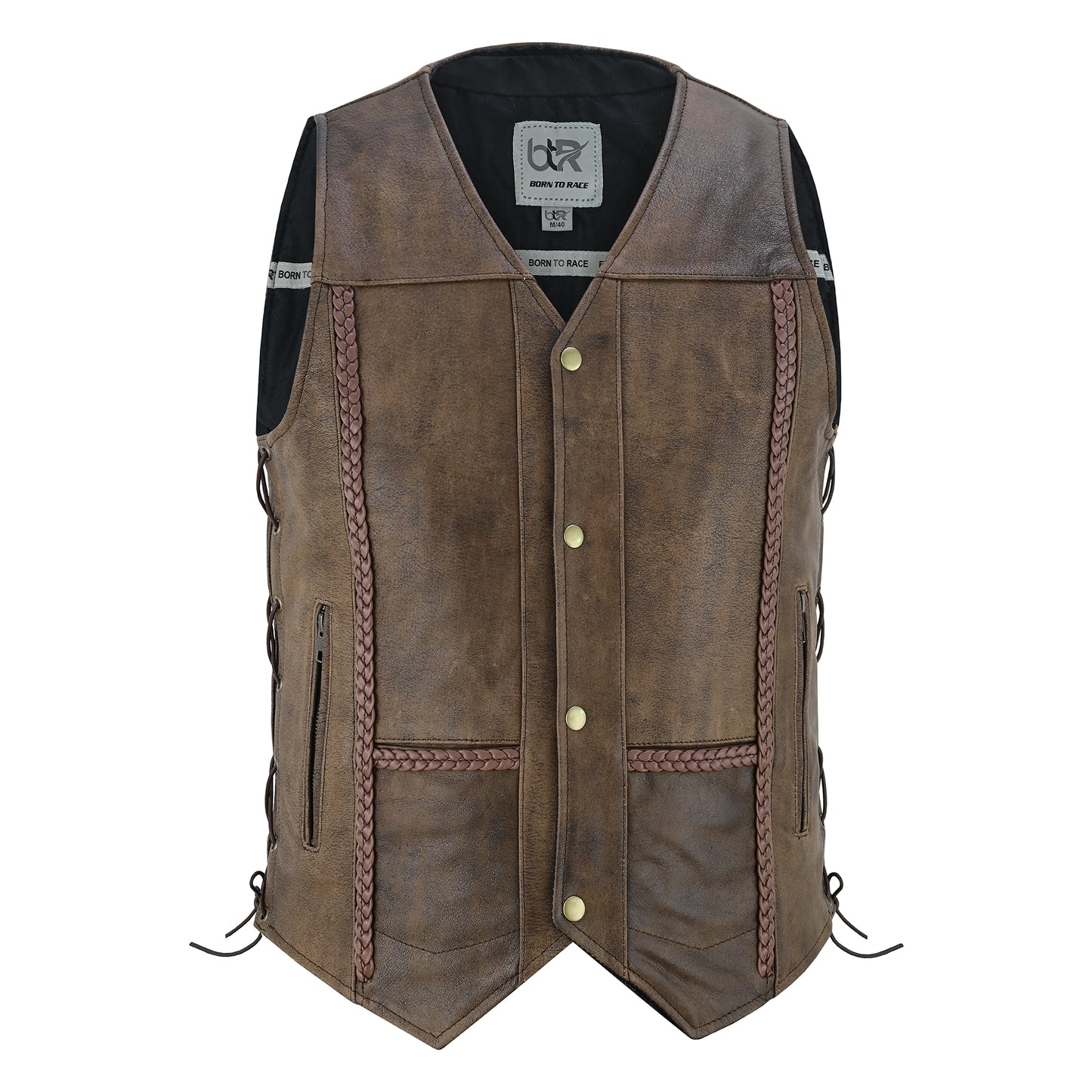 Men’s Motorcycle Motocross Premium Quality Sleeveless Leather Vest