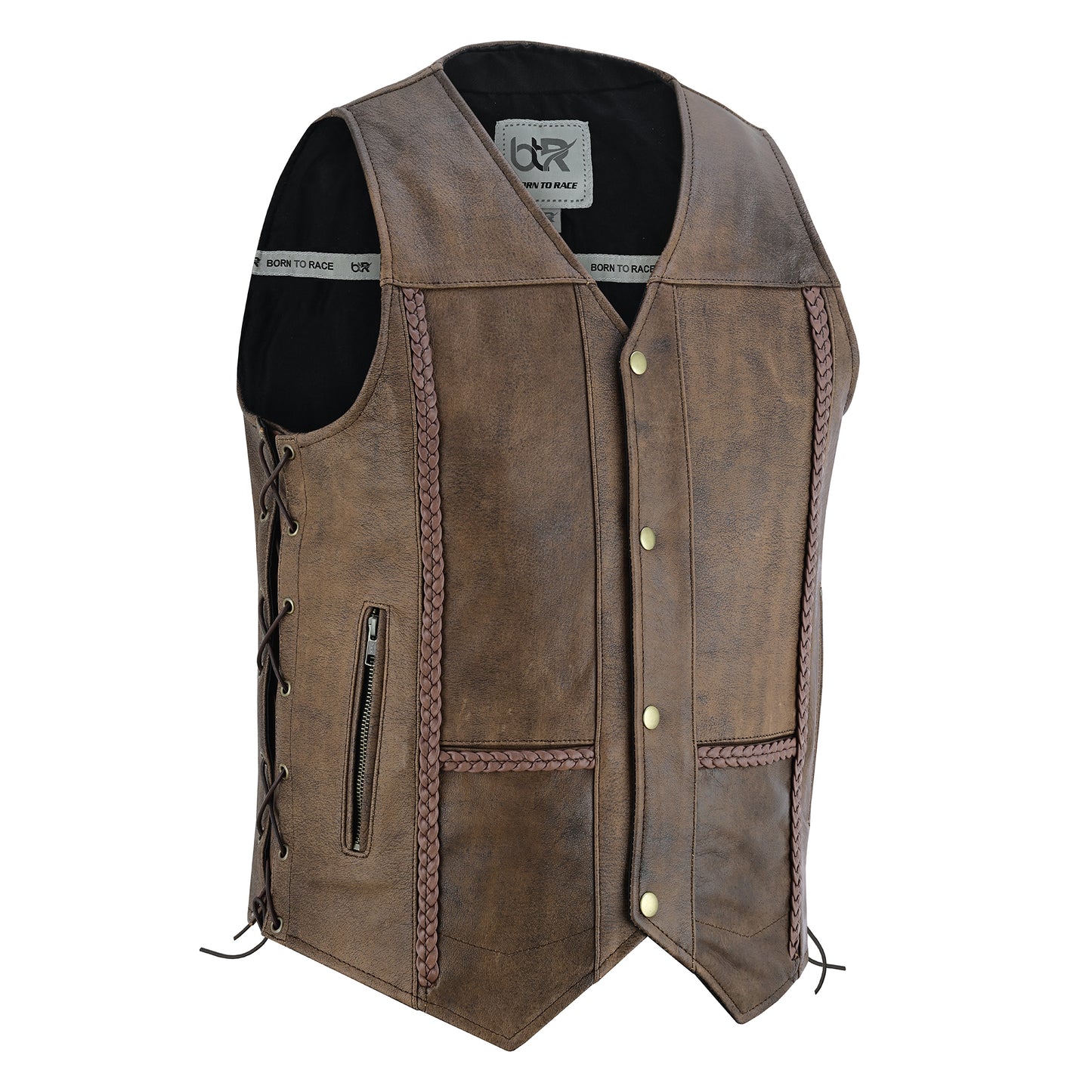 Men’s Motorcycle Motocross Premium Quality Sleeveless Leather Vest