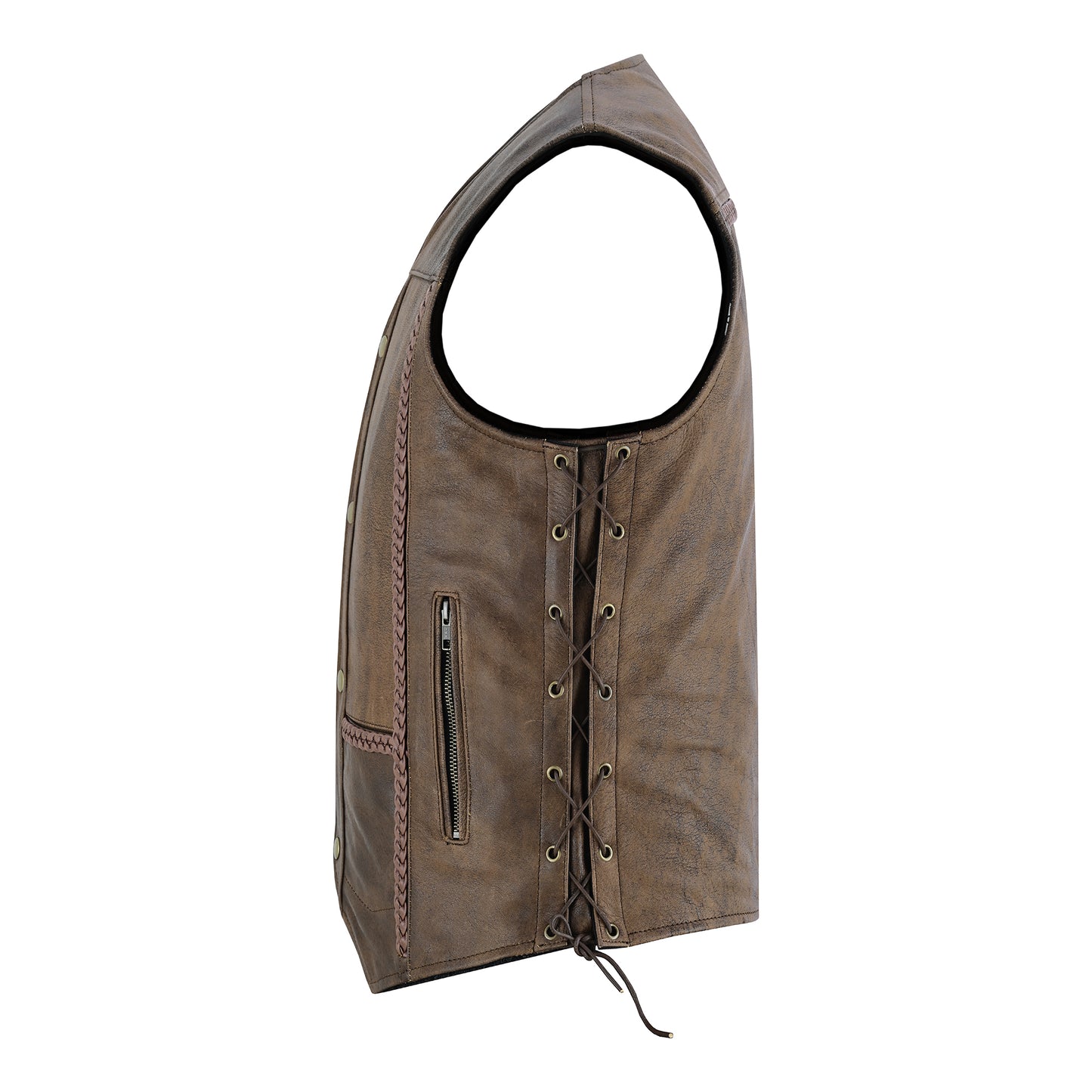 Men’s Motorcycle Motocross Premium Quality Sleeveless Leather Vest