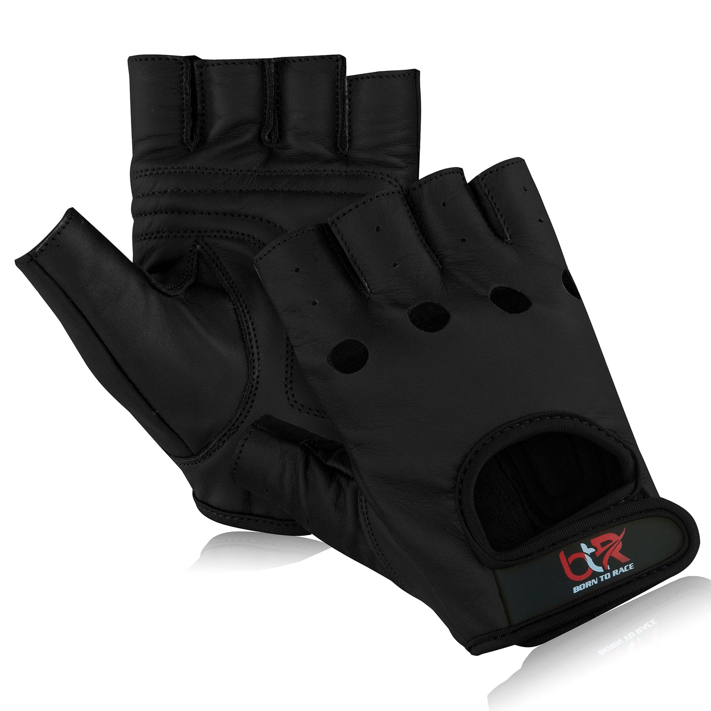 Men’s Leather Driving Half Finger Gloves