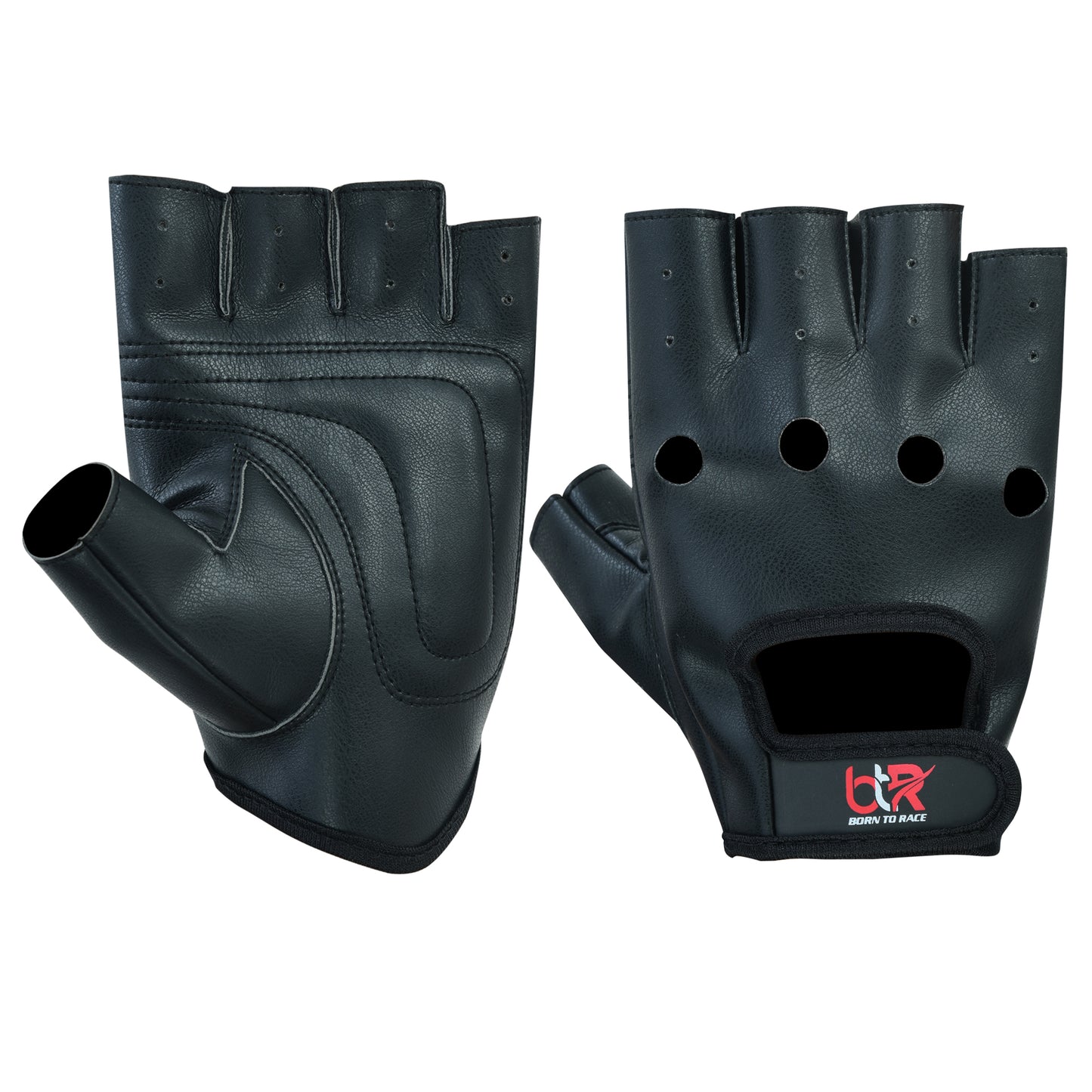 Men's Vegan PU Leather Fingerless Driving Gloves - Motorcycle, Weightlifting, Cycling, and Bus Driver Half-Finger Gloves
