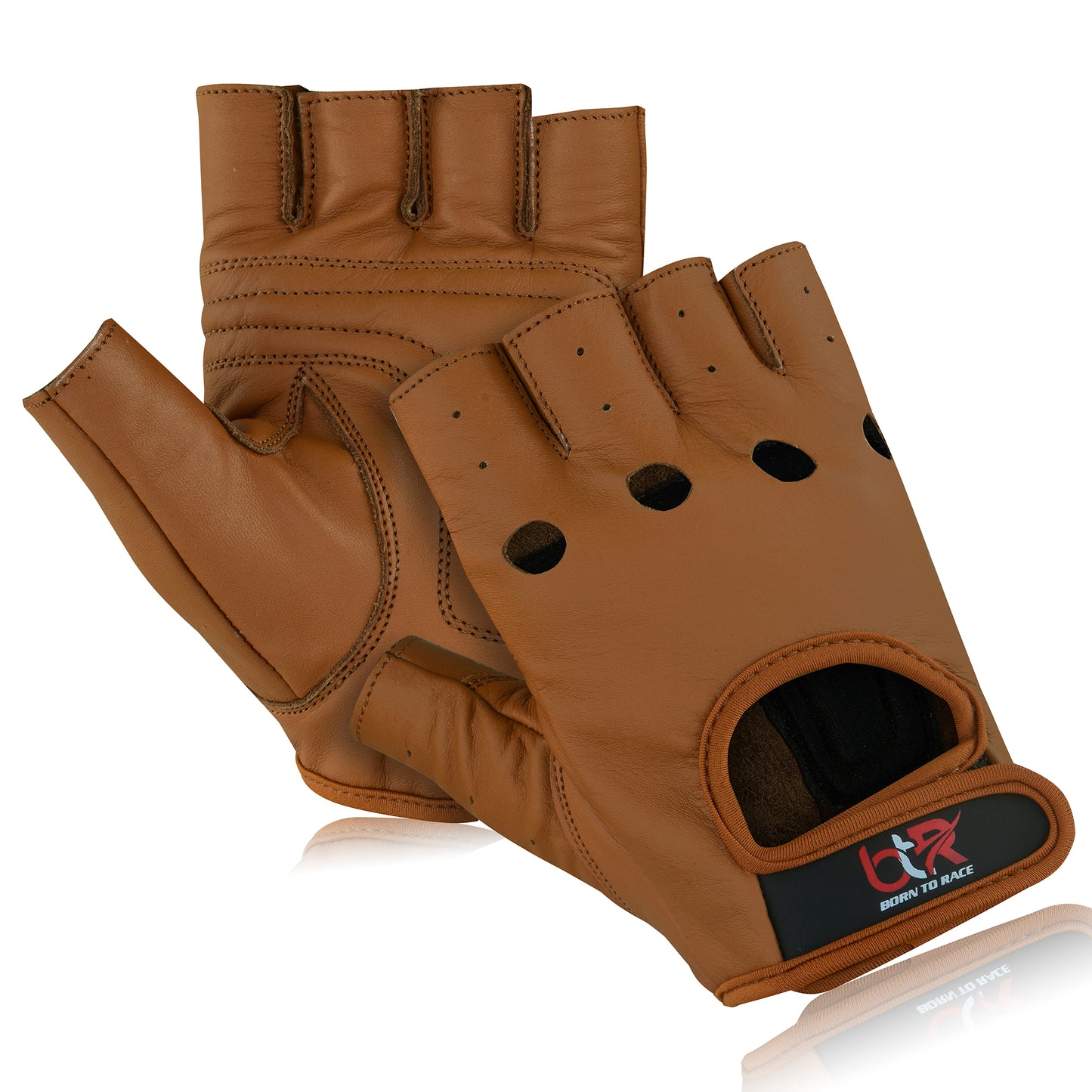 Men’s Leather Driving Half Finger Gloves