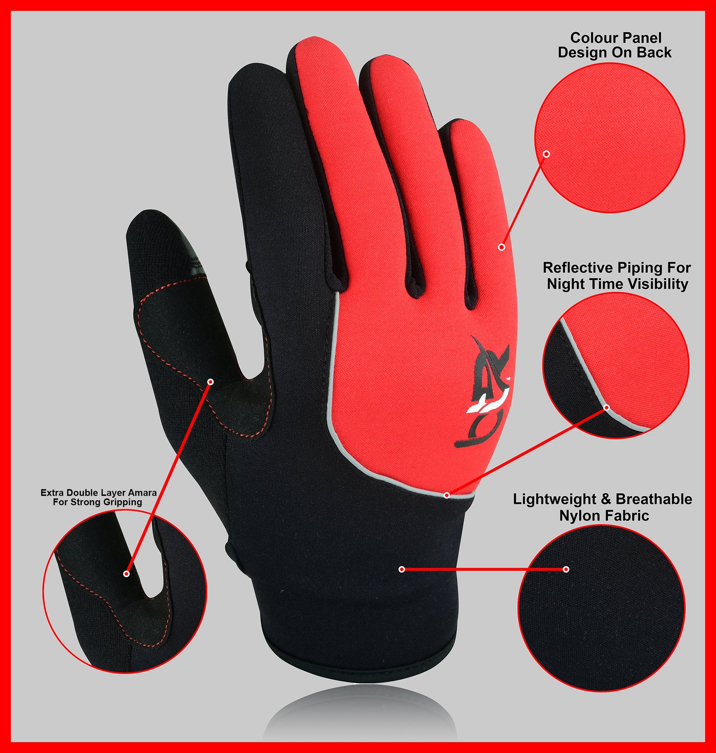 Cycling Gloves Padded Full Finger Mountain Bike Touch Screen Bicycle Lightweight MTB Gloves