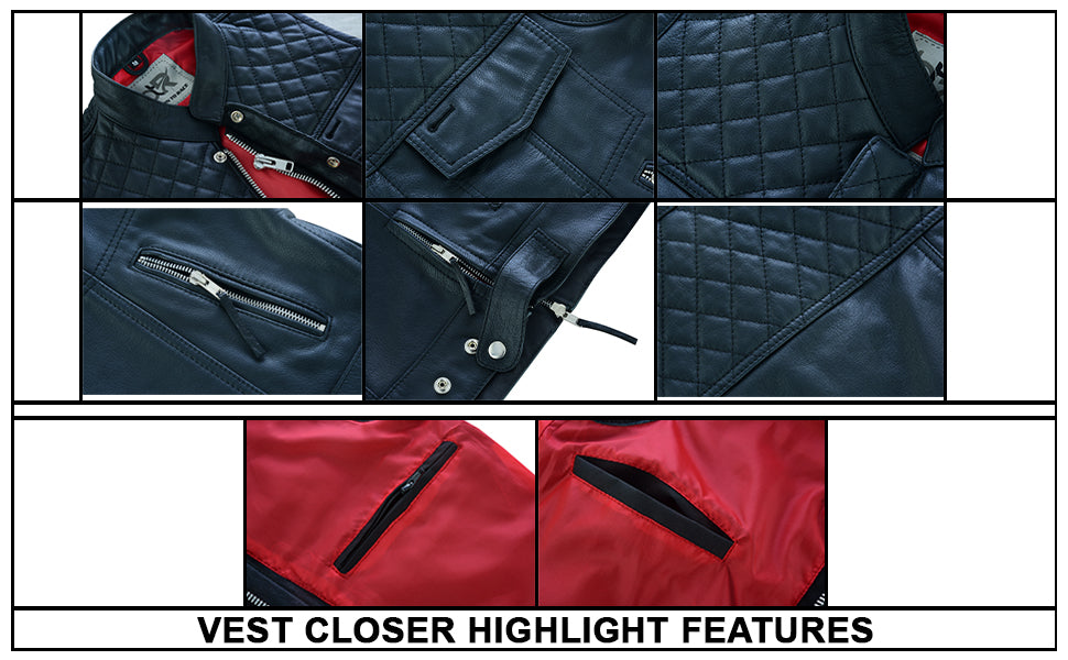 Men’s Motorcycle Premium Quality Leather Sleeveless Vest