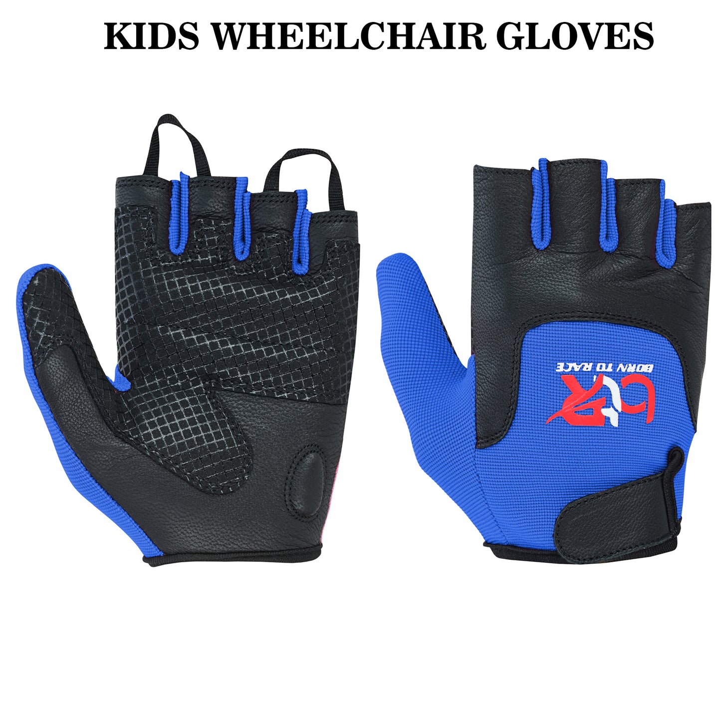 Kids Wheelchair and Cycling Gloves – Fingerless Leather Palm Gloves for Boys and Girls – Durable Long Thumb Design for Mobility, Wheelchair, and Bike Riding
